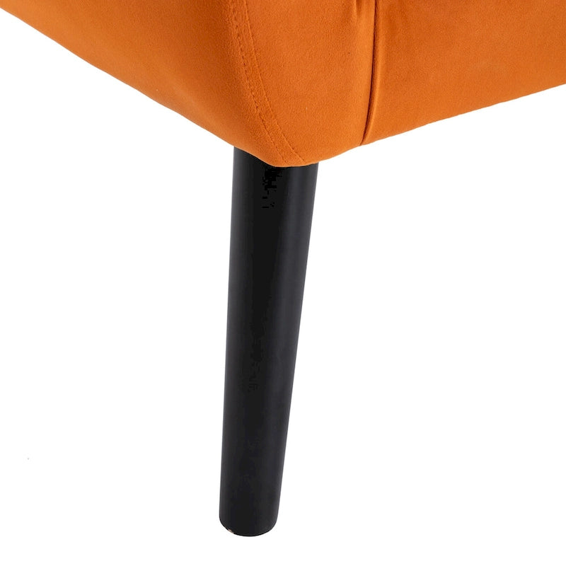 Fauteuil d'appoint ergonomique en velours doux moderne pour salon, chambre à coucher, maison, avec pieds noirs