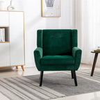 Fauteuil d'appoint ergonomique en velours doux moderne pour salon, chambre à coucher, maison, avec pieds noirs