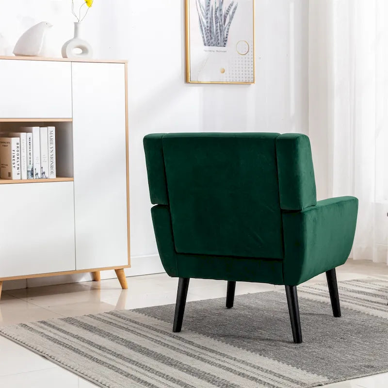 Fauteuil d'appoint ergonomique en velours doux moderne pour salon, chambre à coucher, maison, avec pieds noirs