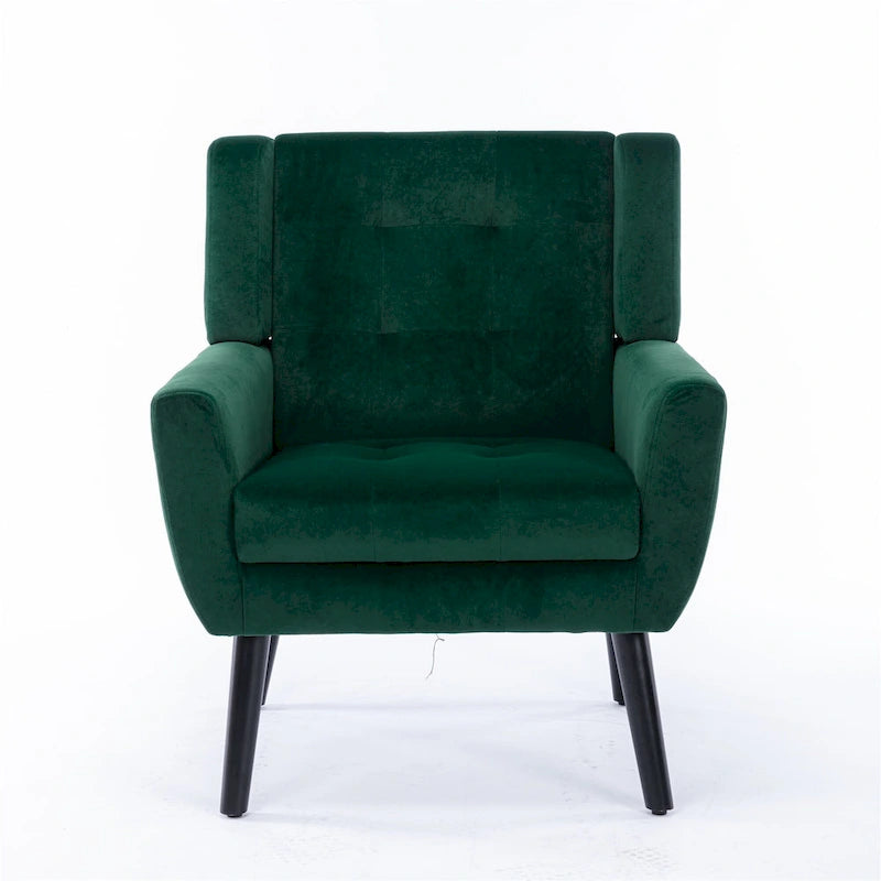 Fauteuil d'appoint ergonomique en velours doux moderne pour salon, chambre à coucher, maison, avec pieds noirs