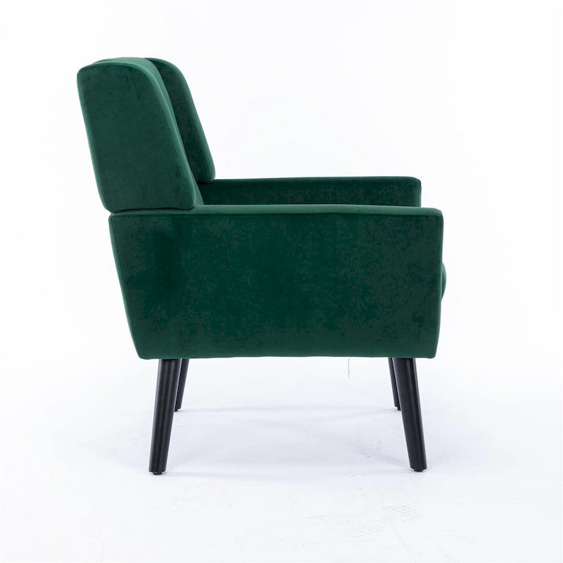 Fauteuil d'appoint ergonomique en velours doux moderne pour salon, chambre à coucher, maison, avec pieds noirs
