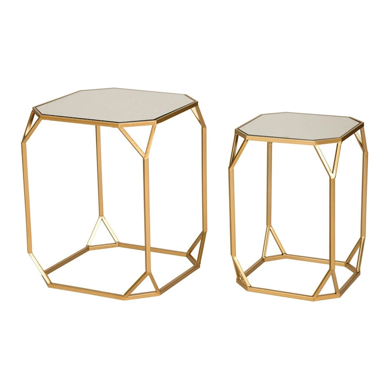 Glitzhome Lot de 2 tables d'appoint/tables basses modernes en verre au design épuré