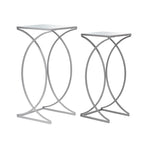 Glitzhome Lot de 2 tables d'appoint/tables basses modernes en verre au design épuré