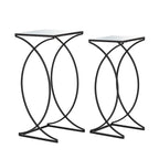 Glitzhome Lot de 2 tables d'appoint/tables basses modernes en verre au design épuré