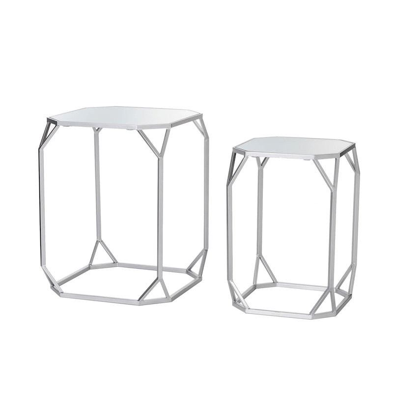 Glitzhome Lot de 2 tables d'appoint/tables basses modernes en verre au design épuré
