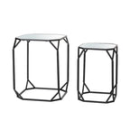 Glitzhome Lot de 2 tables d'appoint/tables basses modernes en verre au design épuré