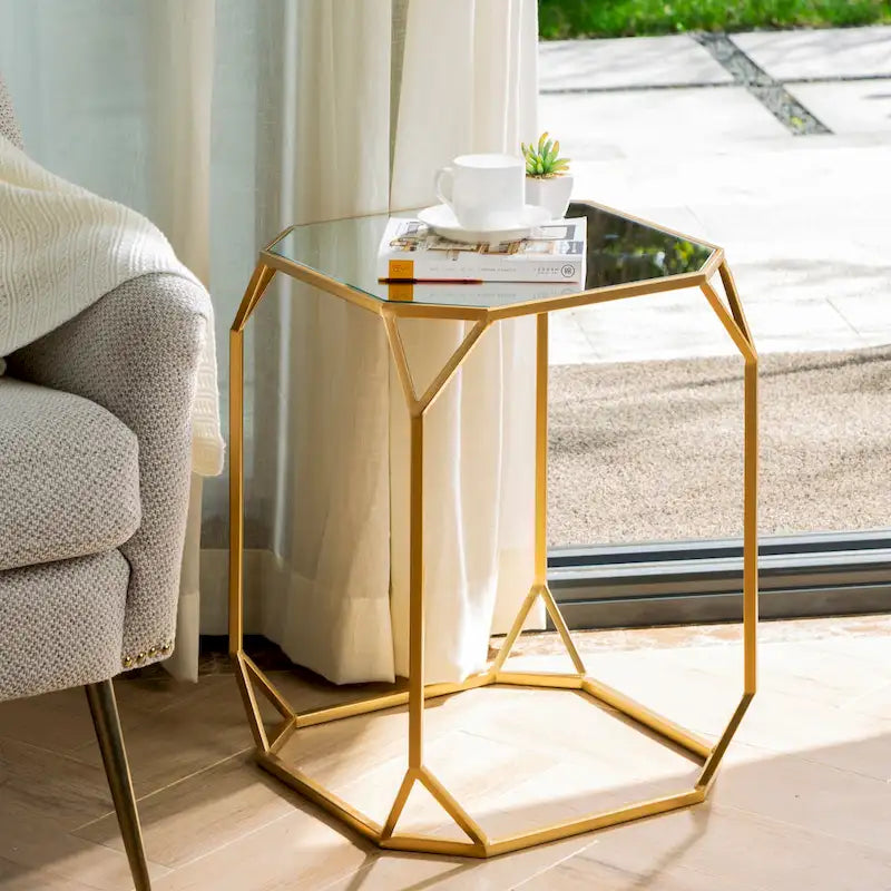 Glitzhome Lot de 2 tables d'appoint/tables basses modernes en verre au design épuré