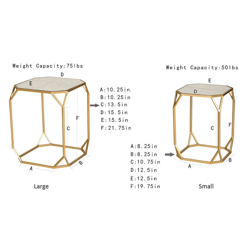 Glitzhome Lot de 2 tables d'appoint/tables basses modernes en verre au design épuré