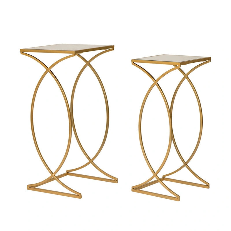 Glitzhome Lot de 2 tables d'appoint/tables basses modernes en verre au design épuré