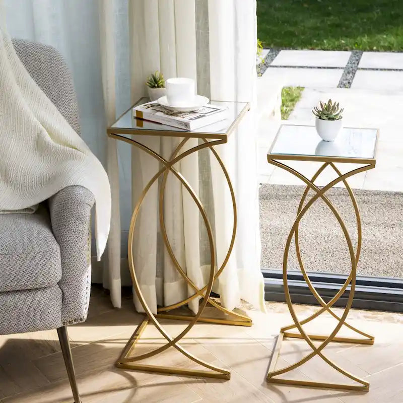 Glitzhome Lot de 2 tables d'appoint/tables basses modernes en verre au design épuré