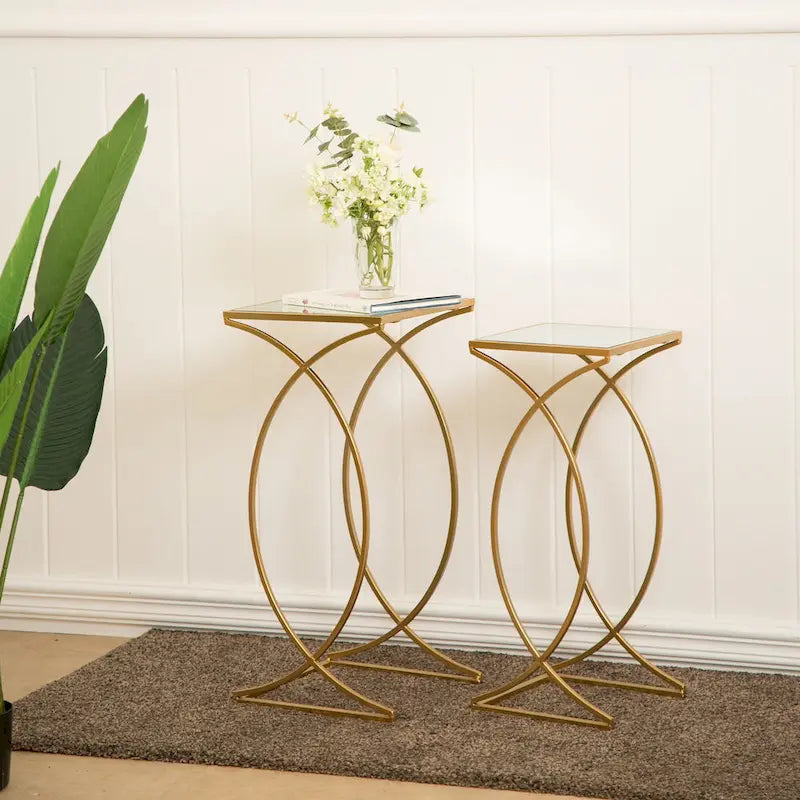 Glitzhome Lot de 2 tables d'appoint/tables basses modernes en verre au design épuré