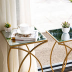 Glitzhome Lot de 2 tables d'appoint/tables basses modernes en verre au design épuré
