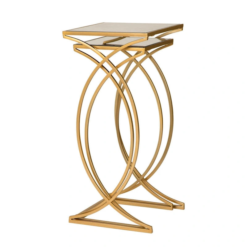 Glitzhome Lot de 2 tables d'appoint/tables basses modernes en verre au design épuré