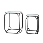 Glitzhome Lot de 2 tables d'appoint/tables basses modernes en verre au design épuré