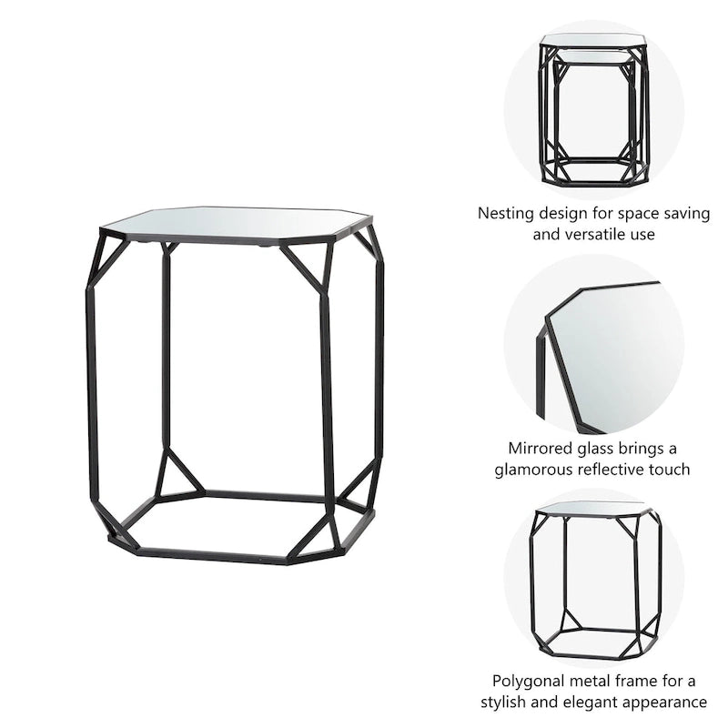 Glitzhome Lot de 2 tables d'appoint/tables basses modernes en verre au design épuré