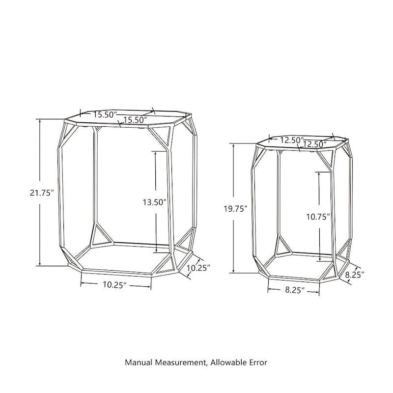 Glitzhome Lot de 2 tables d'appoint/tables basses modernes en verre au design épuré