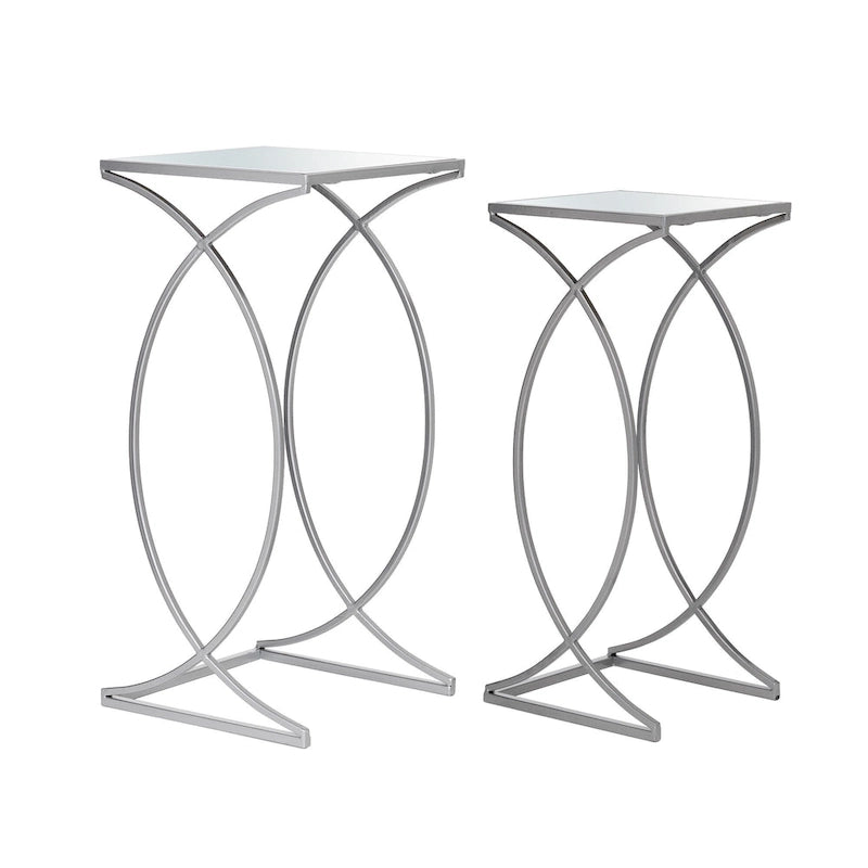 Glitzhome Lot de 2 tables d'appoint/tables basses modernes en verre au design épuré