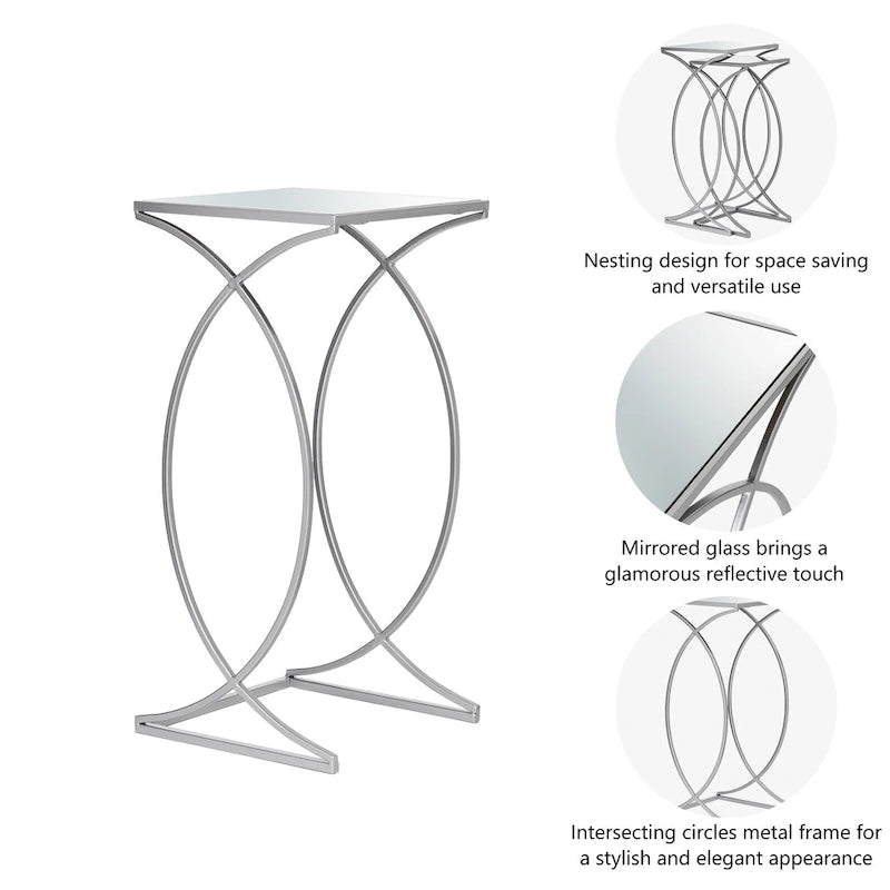 Glitzhome Lot de 2 tables d'appoint/tables basses modernes en verre au design épuré
