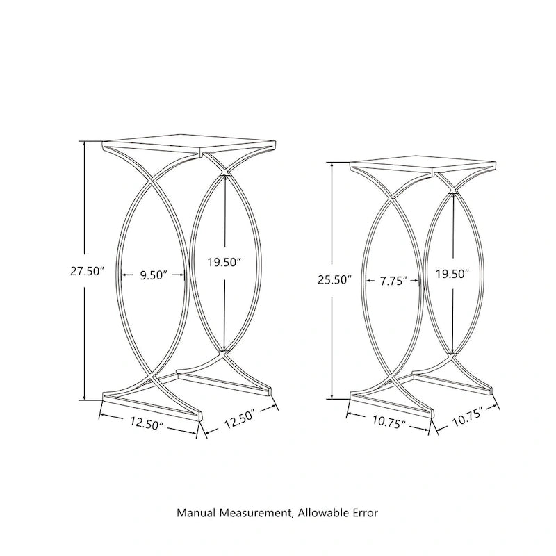 Glitzhome Lot de 2 tables d'appoint/tables basses modernes en verre au design épuré