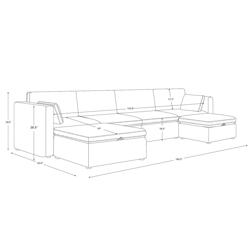 Ensemble de canapé modulable surdimensionné en tissu Celia