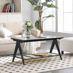 Table basse rectangulaire à 2 niveaux, table de canapé en verre - 100L x 50W x 50P