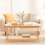Table basse rectangulaire à 2 niveaux, table de canapé en verre - 100L x 50W x 50P