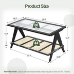 Table basse rectangulaire à 2 niveaux, table de canapé en verre - 100L x 50W x 50P