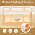 Table basse rectangulaire à 2 niveaux, table de canapé en verre - 100L x 50W x 50P