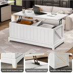 Table basse relevable 48 po Rangement et design de ferme avec clôture