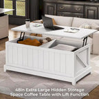 Table basse relevable 48 po Rangement et design de ferme avec clôture
