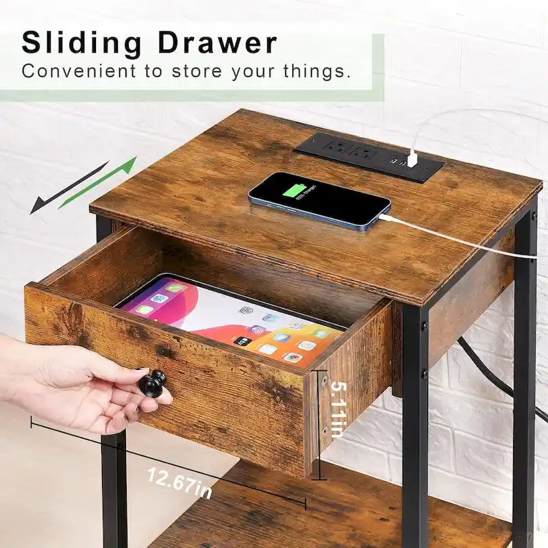 Lot de 2 tables de chevet avec station de charge