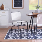 Chaise de salle à manger industrielle Leffler en acier poncé et tissu