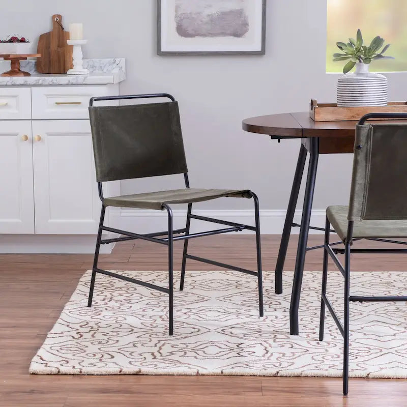 Chaise de salle à manger industrielle Leffler en acier poncé et tissu