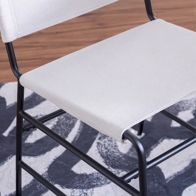 Chaise de salle à manger industrielle Leffler en acier poncé et tissu