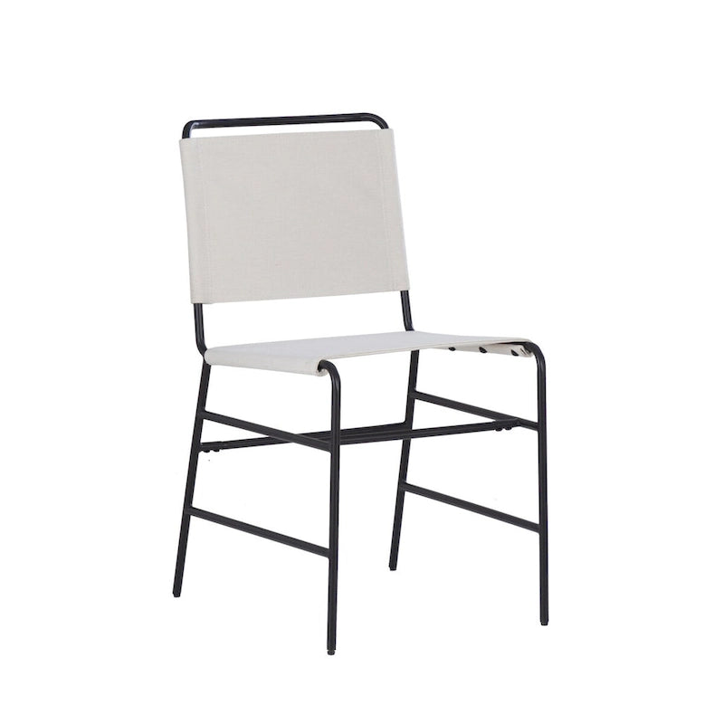 Chaise de salle à manger industrielle Leffler en acier poncé et tissu