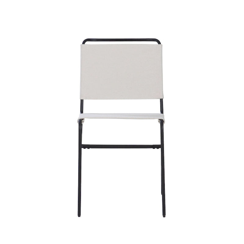 Chaise de salle à manger industrielle Leffler en acier poncé et tissu