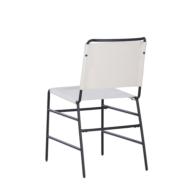 Chaise de salle à manger industrielle Leffler en acier poncé et tissu