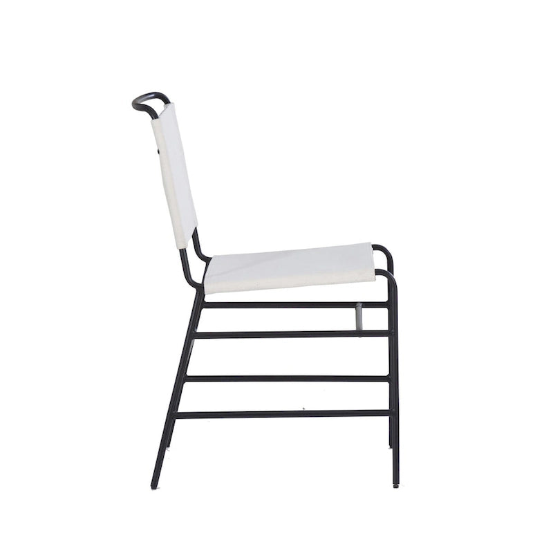 Chaise de salle à manger industrielle Leffler en acier poncé et tissu
