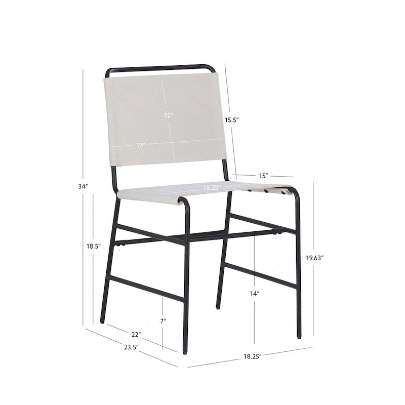 Chaise de salle à manger industrielle Leffler en acier poncé et tissu