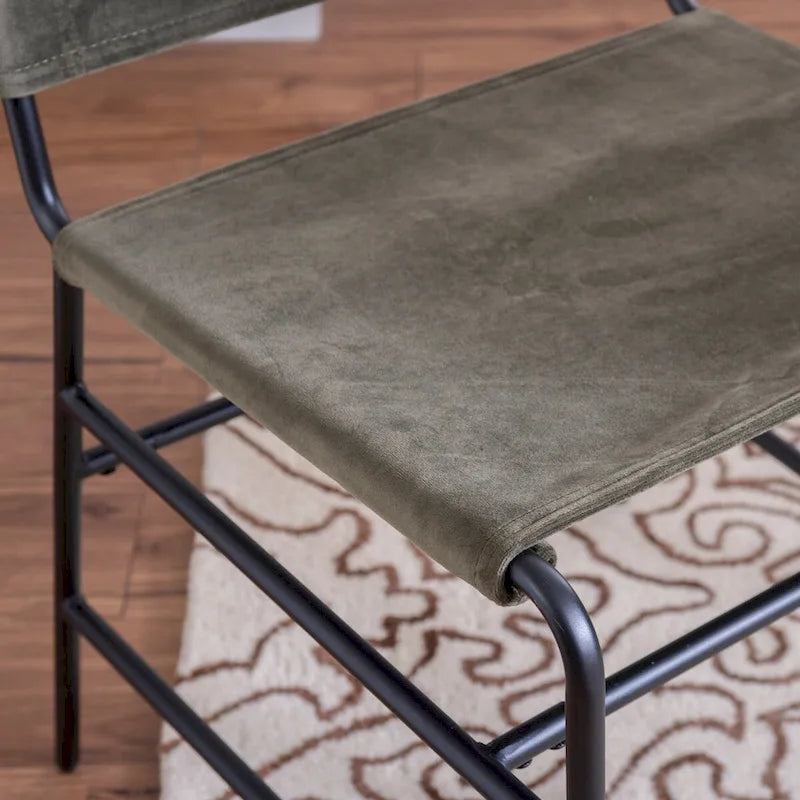 Chaise de salle à manger industrielle Leffler en acier poncé et tissu