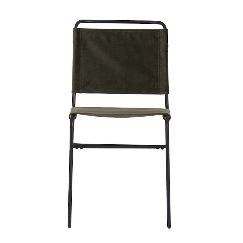 Chaise de salle à manger industrielle Leffler en acier poncé et tissu