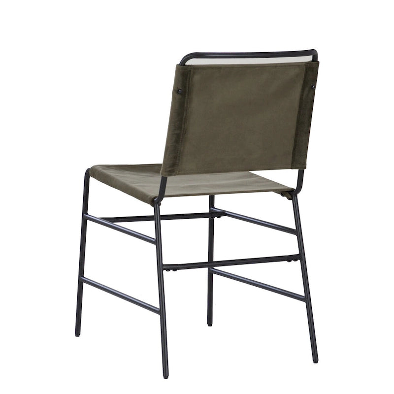 Chaise de salle à manger industrielle Leffler en acier poncé et tissu