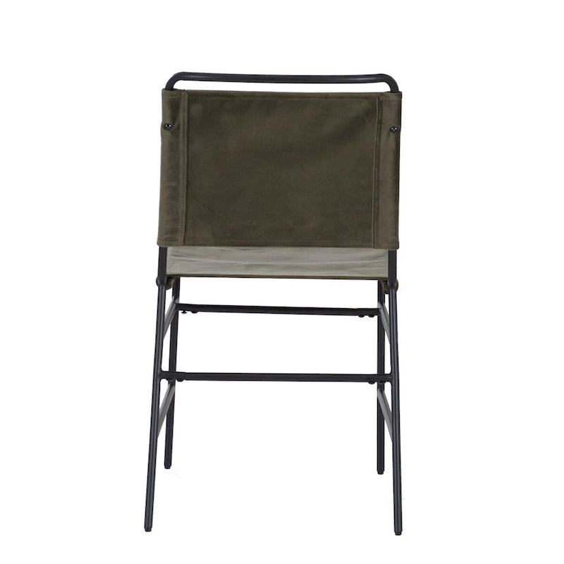 Chaise de salle à manger industrielle Leffler en acier poncé et tissu