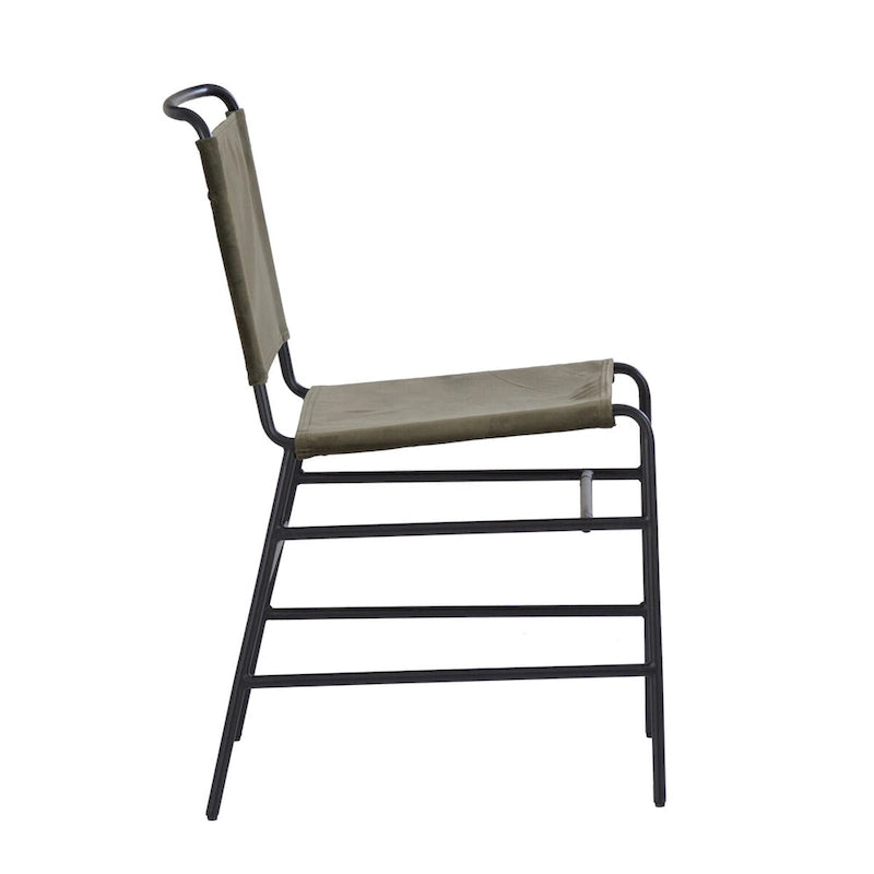 Chaise de salle à manger industrielle Leffler en acier poncé et tissu