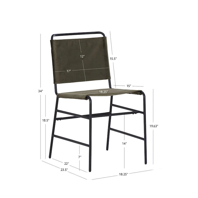 Chaise de salle à manger industrielle Leffler en acier poncé et tissu