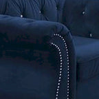 Fauteuil d'appoint classique Rima de 129,5 cm, revêtement velours, accoudoirs roulés, indigo