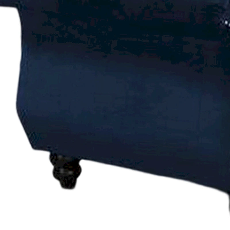Fauteuil d'appoint classique Rima de 129,5 cm, revêtement velours, accoudoirs roulés, indigo