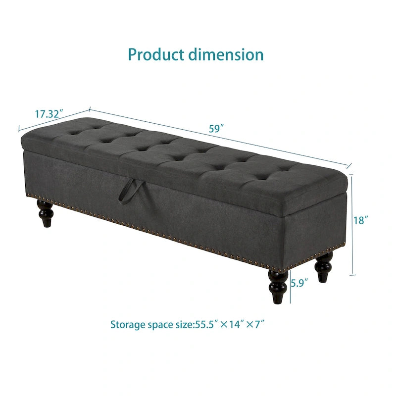 Banc/Ottoman de lit 59 po avec rangement