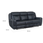 Canapé inclinable manuel double Louise 86 pouces en similicuir bleu avec table rabattable