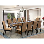 Ensemble de salle à manger East West Furniture 11 pièces - une table en bois et 10 chaises rembourrées en tissu de lin (options de finition)